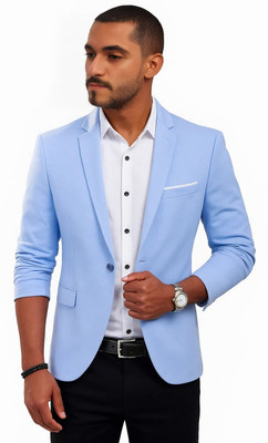 HUMJOLI FASHION Solid Single Breasted Formal, Casual, Festive, Wedding Men Blazer(Blue)