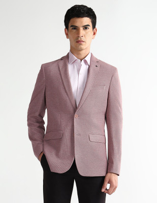 ARROW Self Design Single Breasted Formal Men Blazer(Pink)