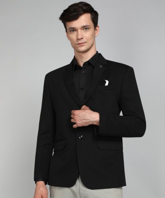 AVAETA Solid Single Breasted Party, Festive & Wedding, Casual Men Blazer(Black)