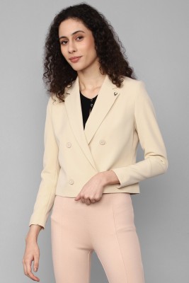 Allen Solly Solid Single Breasted Casual Women Blazer(Beige)