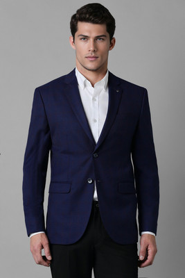 LOUIS PHILIPPE Checkered Single Breasted Formal Men Blazer(Blue)