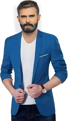 Darbar In Solid Single Breasted Casual, Formal, Festive & Wedding Men Blazer(Blue)