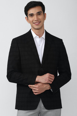 PETER ENGLAND Solid Single Breasted Formal Men Blazer(Black)