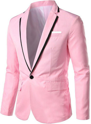 Gonsgadapp Solid Single Breasted Casual, Festive & Wedding, Party, Wedding Men Blazer(Pink)