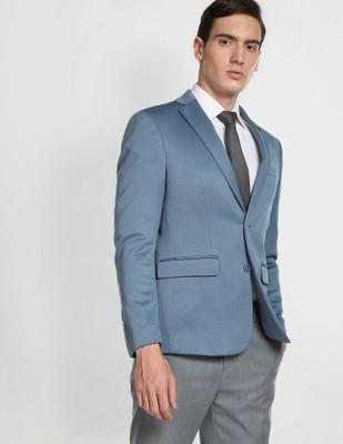 ARROW Self Design Single Breasted Formal Men Blazer(Blue)