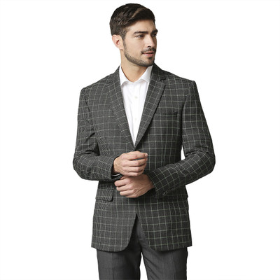 Raymond Checkered Single Breasted Formal Men Blazer(Grey)