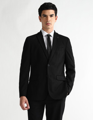 ARROW Solid Single Breasted Formal Men Blazer(Black)