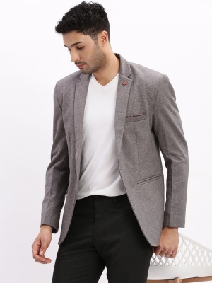 Showoff Solid Single Breasted Casual Men Blazer(Grey)