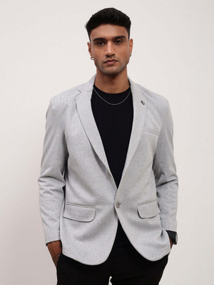 SHOWOFFFF Solid Single Breasted Casual Men Blazer(Grey)
