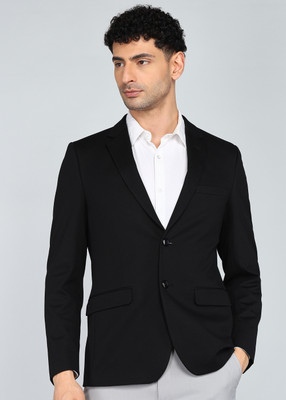 PETER ENGLAND Striped Tuxedo Style Formal Men Blazer(Black)