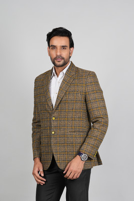ROYYD Checkered Single Breasted Casual Men Blazer(Multicolor)