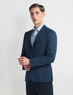 ARROW Self Design Single Breasted Formal Men Blazer(Blue)