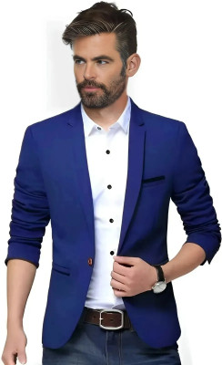 HUMJOLI MENS WEAR Self Design Single Breasted Formal, Casual, Party, Festive & Wedding Men Blazer(Blue)