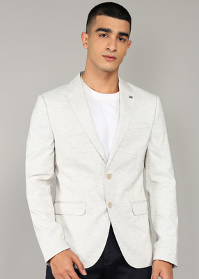KILLER Solid Single Breasted Casual Men Blazer(Beige)