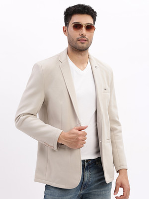 SHOWOFFFF Solid Single Breasted Casual Men Blazer(Beige)