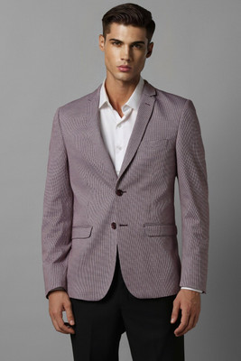 LOUIS PHILIPPE Checkered Single Breasted Formal Men Blazer(Purple)