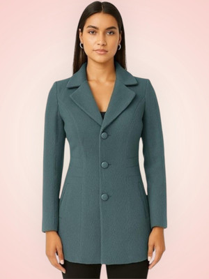 Pepzo Solid Double Breasted Casual Women Blazer(Blue)