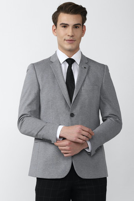 VAN HEUSEN Solid Single Breasted Formal Men Blazer(Grey)