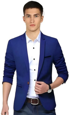 HUMJOLI FASHION Solid Single Breasted Formal, Casual, Festive, Wedding Men Blazer(Blue)