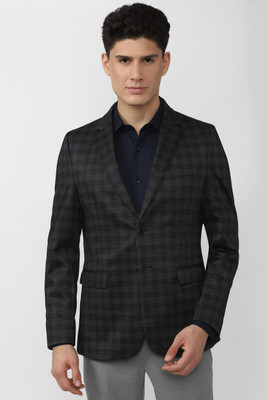 PETER ENGLAND Checkered Single Breasted Formal Men Blazer(Black, Grey)