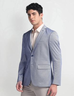 ARROW Self Design Single Breasted Formal Men Blazer(Blue)