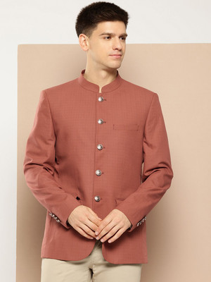 INVICTUS Self Design Double Breasted Party Men Blazer(Red)