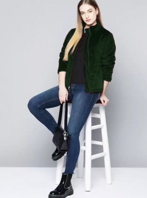 LIME N LEMON Solid Single Breasted Casual Women Blazer(Dark Green)