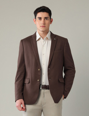 ARROW Self Design Single Breasted Formal Men Blazer(Brown)