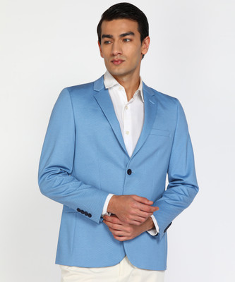 PETER ENGLAND Self Design Single Breasted Formal Men Blazer(Light Blue)