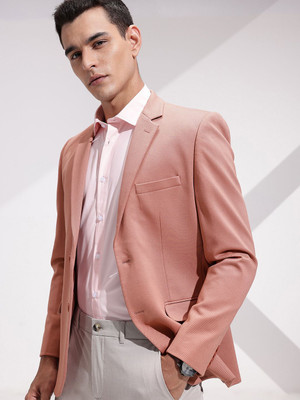 INVICTUS Self Design Double Breasted Casual Men Blazer(Beige)