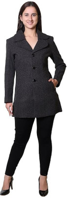 TROO BLUE Solid Double Breasted Casual Women Blazer(Black)