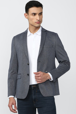 VAN HEUSEN Self Design Single Breasted Formal Men Blazer(Grey)