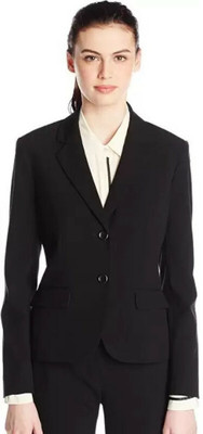 Cara Cola Solid Single Breasted Casual Women Blazer(Black)
