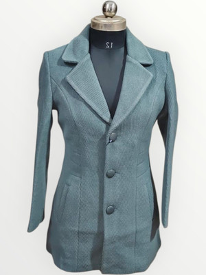 Pepzo Solid Double Breasted Casual Women Blazer(Blue)