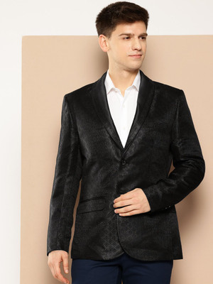 INVICTUS Self Design Double Breasted Casual Men Blazer(Black)