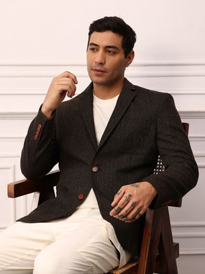 Mr Bowerbird Self Design Single Breasted Casual Men Blazer(Brown)