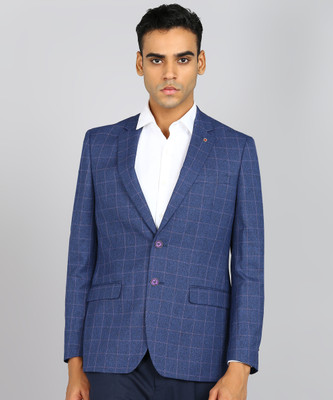 Raymond Checkered Single Breasted Formal Men Blazer(Dark Blue)