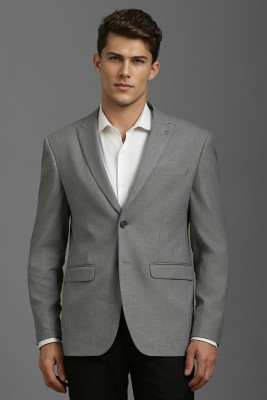 LOUIS PHILIPPE Solid Single Breasted Formal Men Blazer(Grey)