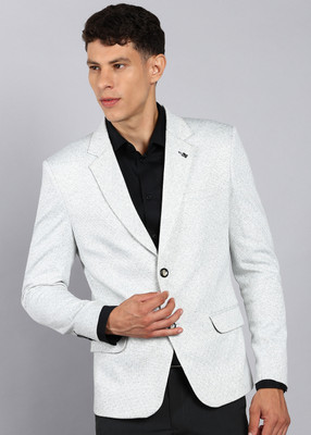 KILLER Self Design Single Breasted Formal Men Blazer(White)
