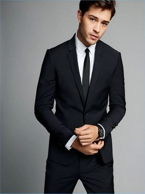 CADMON Solid Single Breasted Casual Men Blazer(Black)