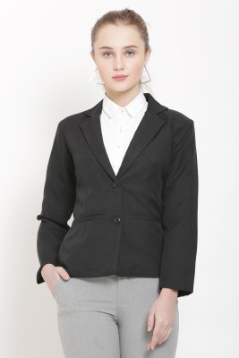 Nifty Solid Double Breasted Formal Women Blazer(Black)