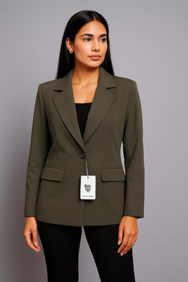 Aaromcollection Solid Single Breasted Casual, Formal Women Blazer(Grey)