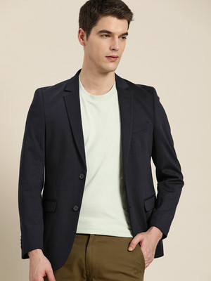 INVICTUS Solid Single Breasted Casual Men Blazer(Dark Blue)