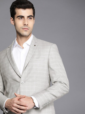 LOUIS PHILIPPE Checkered Single Breasted Formal Men Blazer(Grey)
