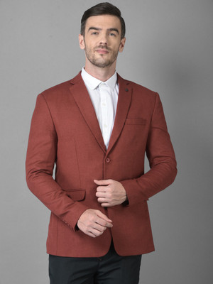 Canary London Solid Single Breasted Casual Men Blazer(Red)