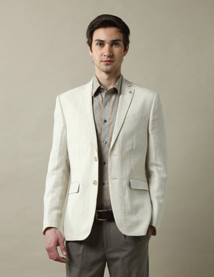 ARROW Printed Single Breasted Formal Men Blazer(Beige)