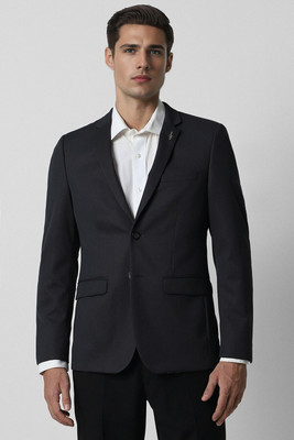 VAN HEUSEN Self Design Single Breasted Formal Men Blazer(Black)