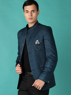 V-MART Printed Single Breasted Casual Men Blazer(Green)