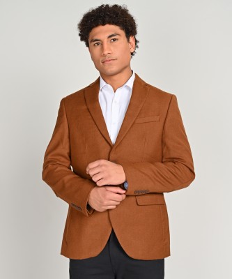 Blackberrys Solid Single Breasted Casual Men Blazer(Brown)