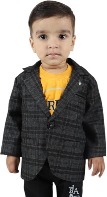 Jammer Checkered Single Breasted Party Baby Boys Blazer(Black)